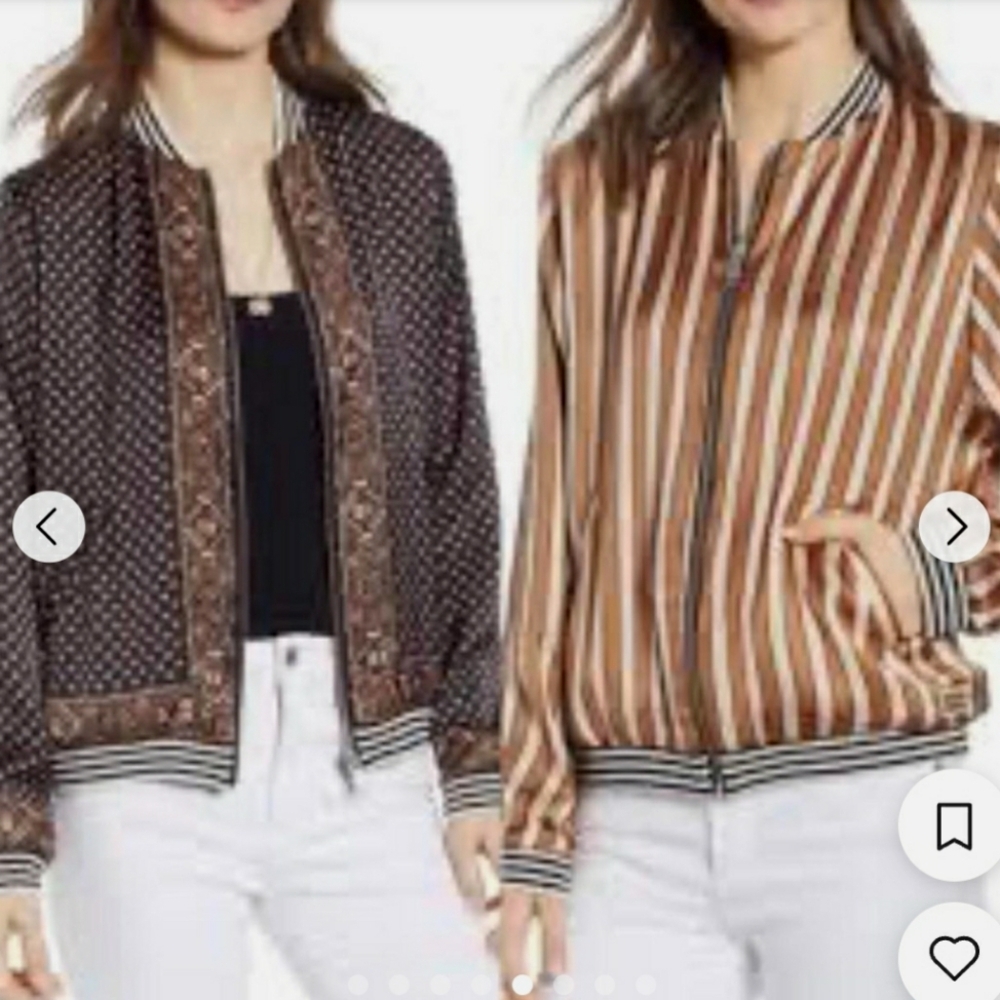 Scotch & Soda Maison Scotch Satin Reversible Bomber Jacket. Print, Striped. M